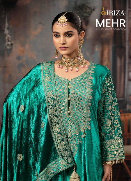 Mehr By Ibiza Viscose Velvet Handwork Salwar Suit Collection Best Wholesale Shop In Surat |